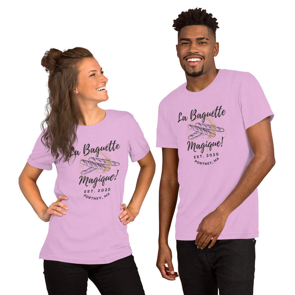 'La Baguette Magique!' T-Shirt with logo from the Baking Up a Magical Midlife Series Bakery - Unisex t-shirt