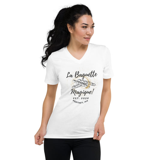 La Baguette Magique! 'READER' Unisex Short Sleeve V-Neck T-Shirt