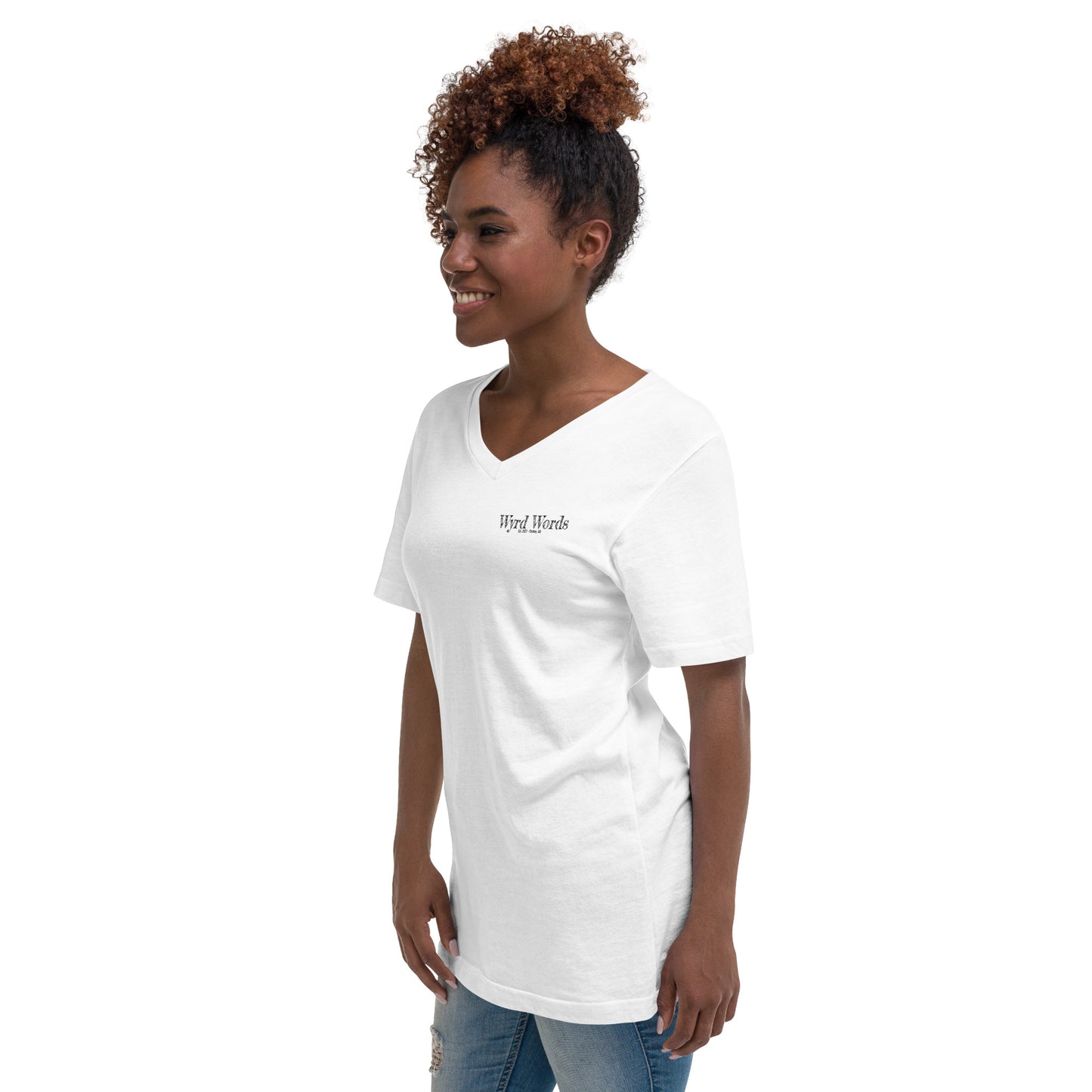 Wyrd Words Back Logo Unisex Short Sleeve V-Neck T-Shirt