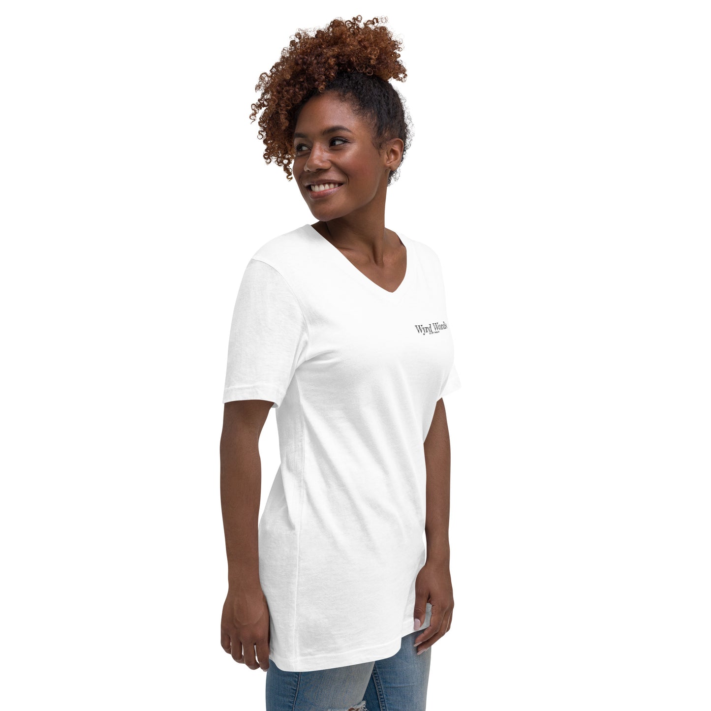 Wyrd Words Back Logo Unisex Short Sleeve V-Neck T-Shirt